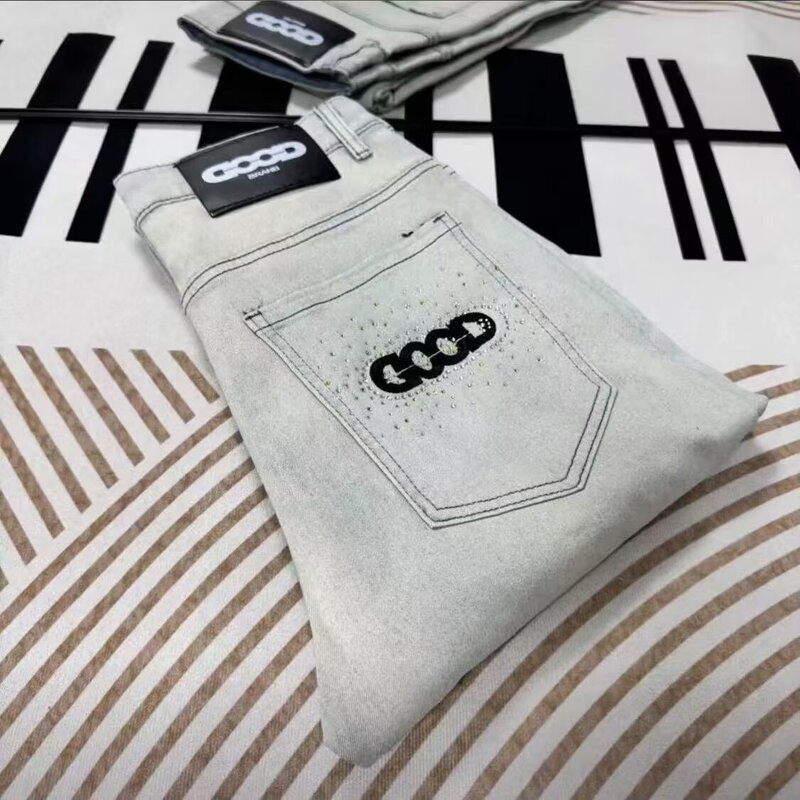 Autumn New European Style Light Luxury Yellow Mud Color Men's Slim Straight-Leg Jeans Trendy Stylish Versatile Casual Pants