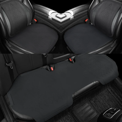 Car Seat Cushion, Universal for All Seasons, Suede Leather Seat Cover, Saddle Cushion, Perforated Ultra-Thin Breathable Universal Seat Cushion (Four Seasons Pad) - jyz-black-1-square-mat