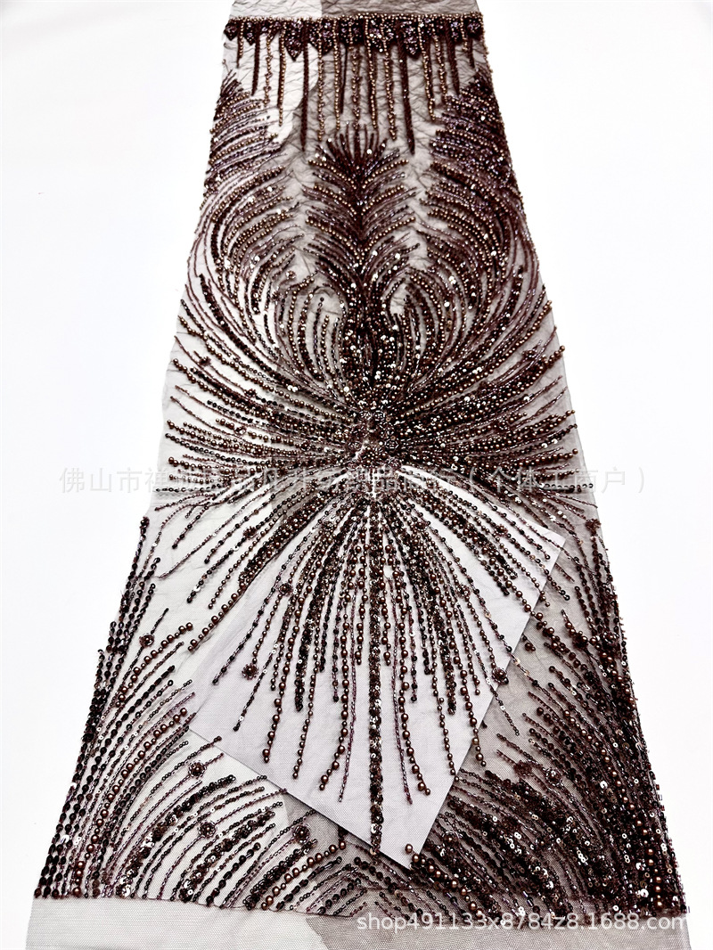 Vestido de boda estilo francés de moda cena festiva vestido de fiesta tela de encaje tela bordada