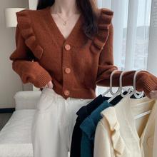 毛衣復古日系慵懶風短款V領針織開衫外套女秋季高腰修身減齡上衣