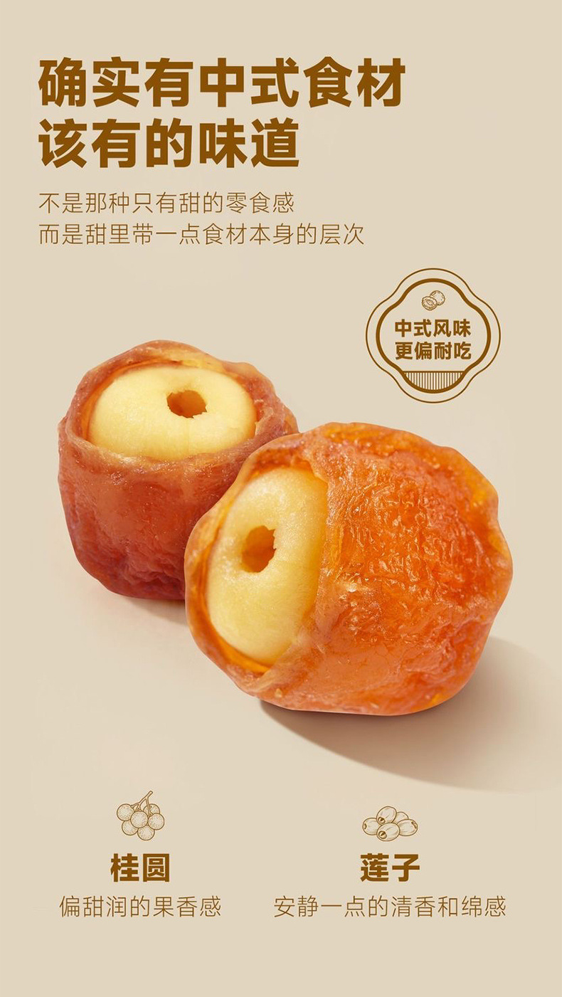 Longan with Lotus Seed Snack Gui Yuan Bao Lian Zi Ready-to-Eat Dried Fruit 50g Individually Wrapped quality and texture