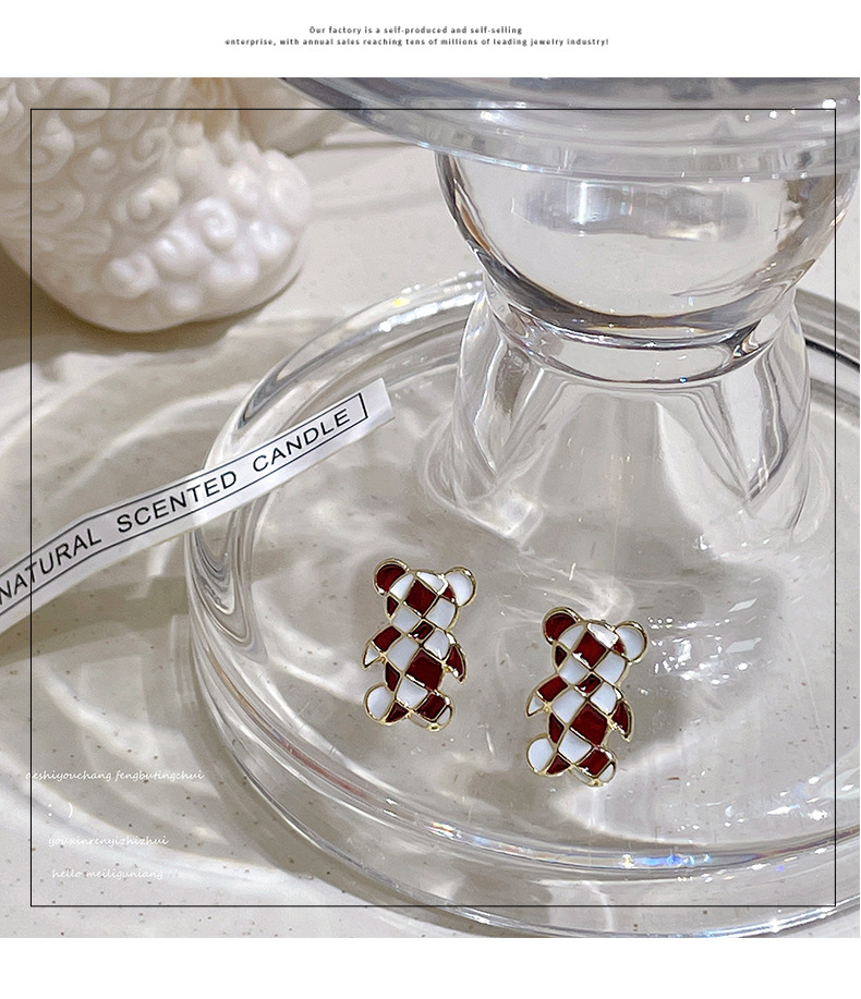 1 Pair Fashion Bear Alloy Enamel Womenu0027S Ear Studs