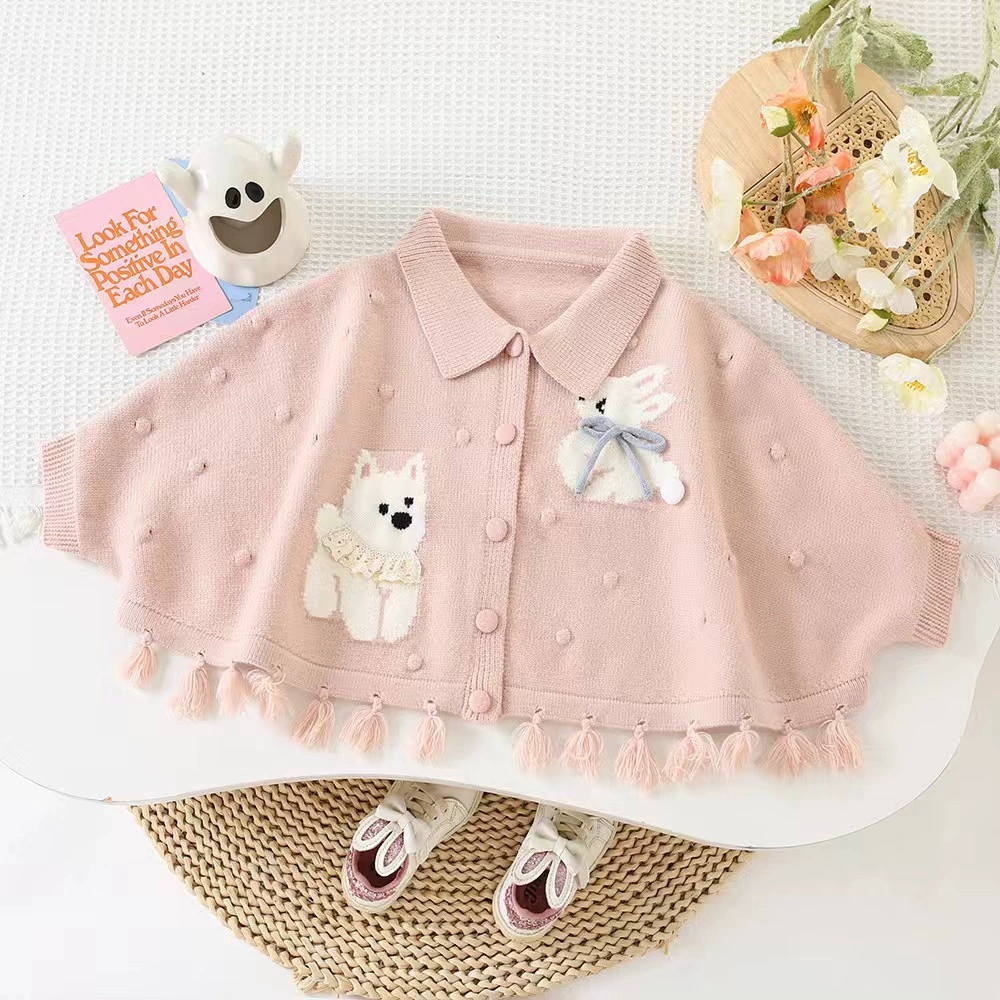 Knitted autumn jacket, sweater girl's, children's cardigan, loose fit, western style