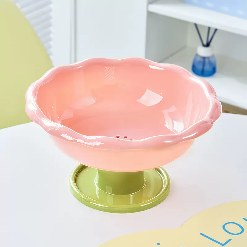 多巴胺花朵果盘沥水果篮客厅茶几高脚水果盘高颜值网红糖果零食盘