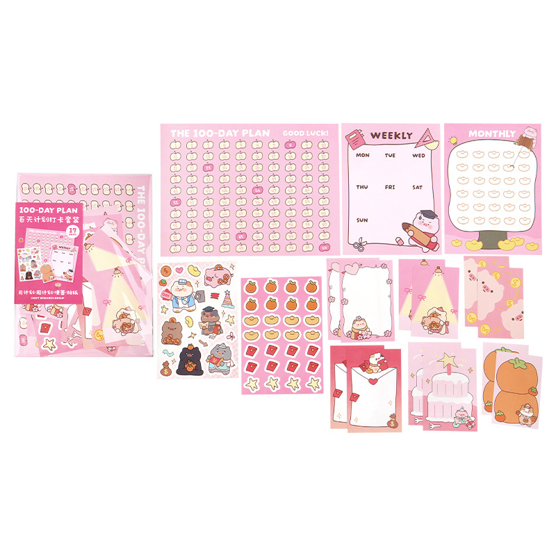 Cien días de la sociedad Liyan cartel de perforación cartel conjunto de pegatinas de cerdo rolar para adorable plan de cerdo pegatinas de tarjeta
