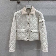 纯色菱格翻领长袖棉服 减龄少女风百搭短款夹棉小外套秋 ZW62720