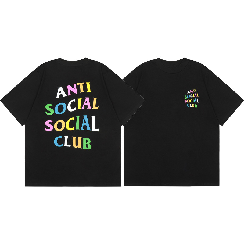 Diferencia de moneda del mercado ASSC CLUB fujiwaro Lightning serie impresa camiseta suelta de manga corta para hombres y mujeres