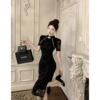 Chinese style haute couture daily cheongsam with waistband and slit dress