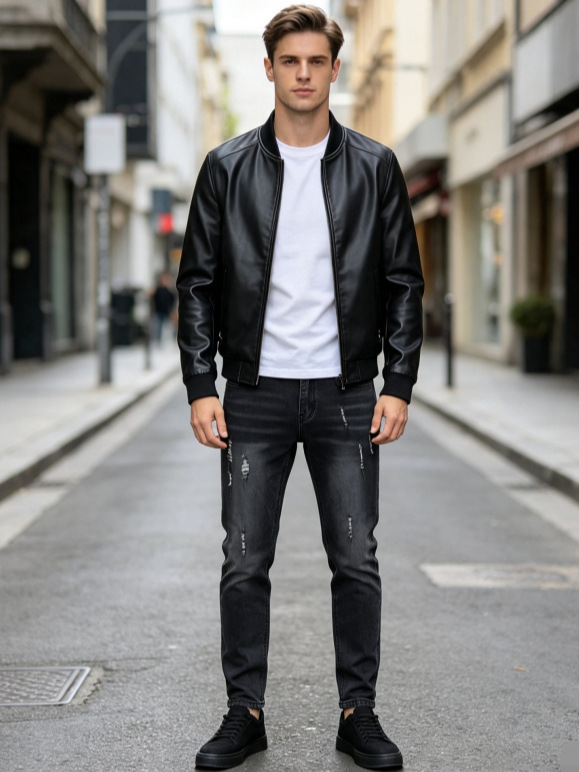 Jeans Ajustados para Hombre de Mezclilla de Algodón, Elásticos, para Uso Casual