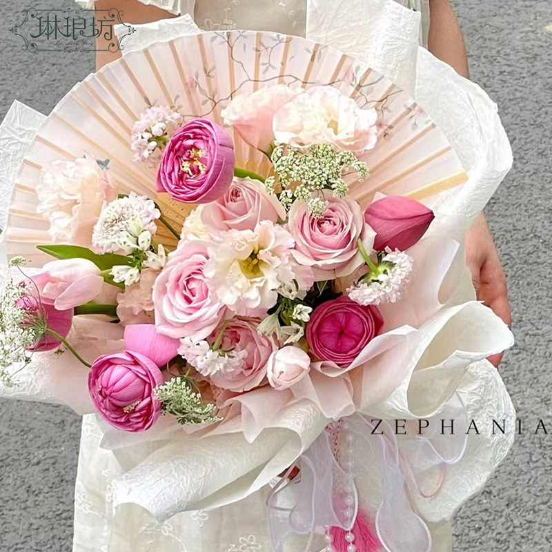 Flor de verano vid loto ventilador plegable Flor de semilla de loto ramo accesorios de embalaje accesorios florales nuevo ventilador de hoja de loto chino