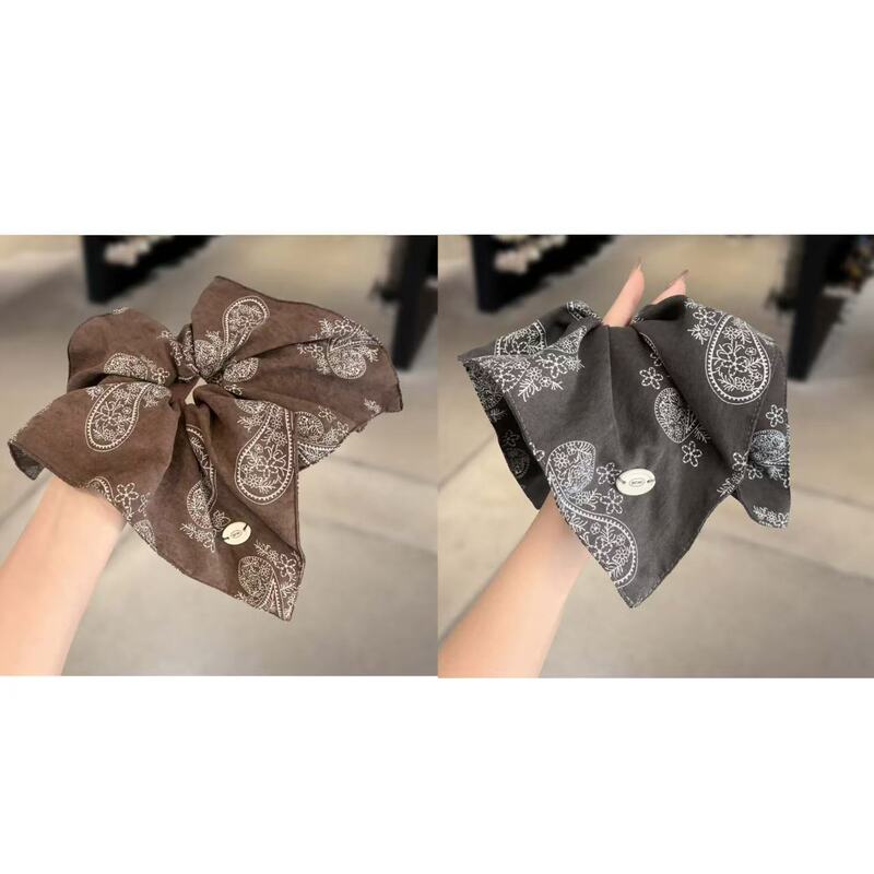 韩国复古时髦洋气腰果花方巾肥肠圈氛围感高品质弹力皮筋耐用发圈|undefined