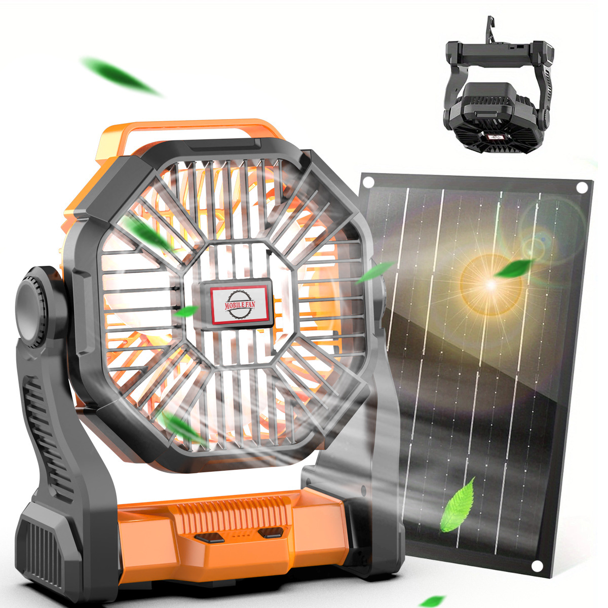 Lámpara Ventilador de Escritorio para Camping USB Recargable con Luz de Emergencia para Tienda de Campaña