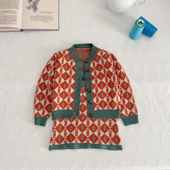 女童2023秋冬新款洋氣潮流寶寶針織開衫上衣毛衣背帶裙兩件套女孩