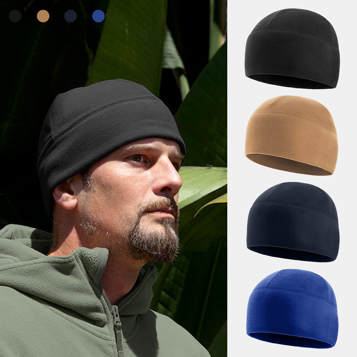 Cross-border Autumn and Winter Warm Hat Riding Hat Tactical Thickened Outdoor Warm Windproof Fleece Pullover Hat for Men and Women