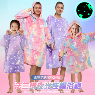Flannel Luminous Nightgown, Family Fun, Cute, Soft and Comfortable, Thickened Pullover Nightgown, Lazy Pajamas, Home Clothes