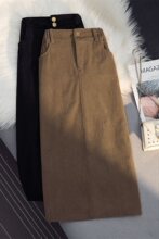 灯芯绒半身裙女秋冬加厚2025新款高腰显瘦中长款遮胯包臀字长裙