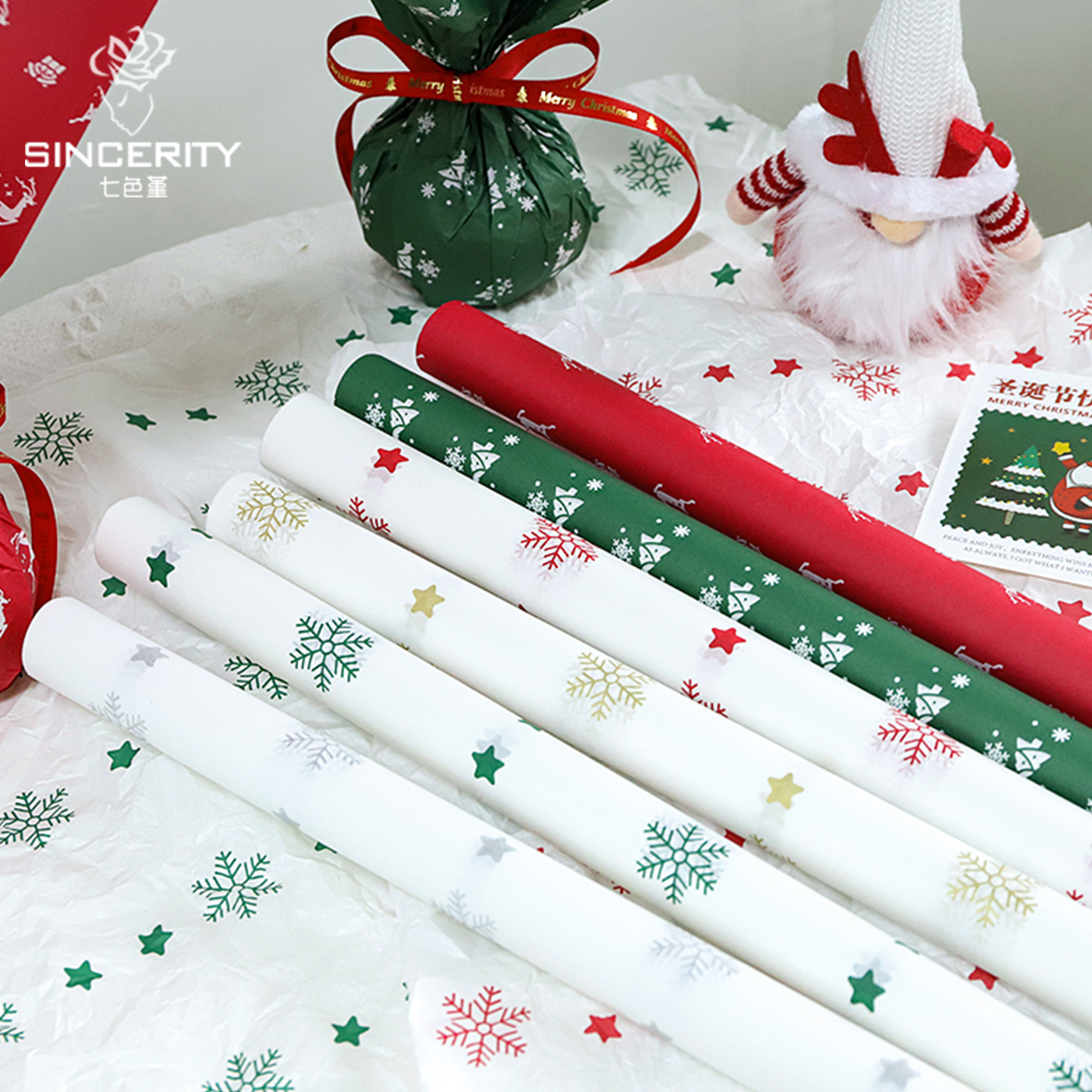 Navidad de siete colores cordier forrado Sydney papel de embalaje de flores de papel de embalaje de navidad forrado florista material de flor