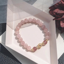 天然粉水晶狐狸手链女招桃花转运九尾狐送女友闺蜜礼物粉晶手串
