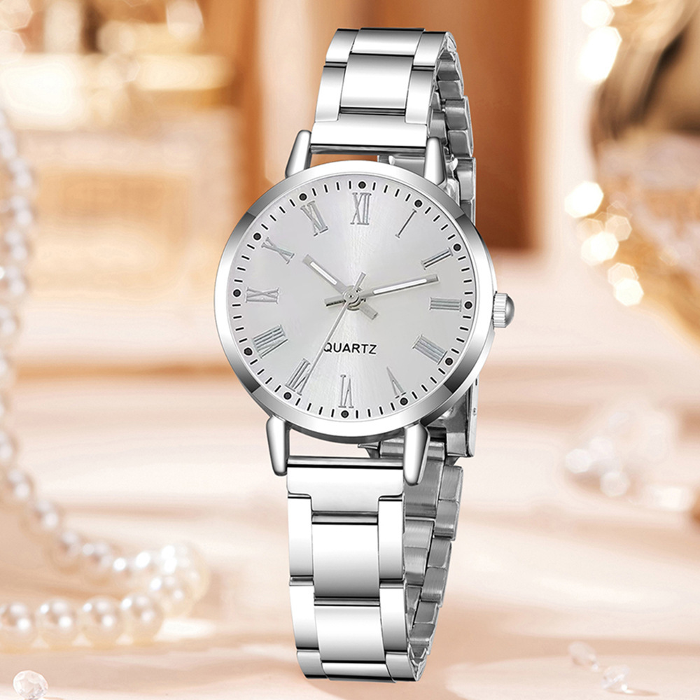 Reloj de mujer correa de acero temperamento reloj de pulsera de moda simple moda reloj de cuarzo conjunto de pulsera image 12