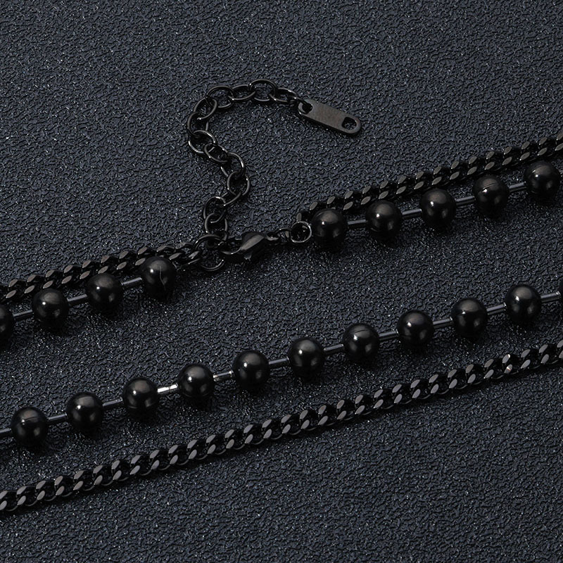 All Seasons Season Men's Gender Retro Simple Style Solid Color 667 Stainless Steel Men's Double Layer Necklaces Men Layered Necklaces