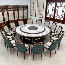 顺德厂家轻奢新中式配套电动大圆桌餐椅休闲别墅会所酒店木椅子