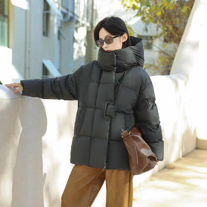 雪情楠嫣高端白鸭绒短款加厚羽绒服女冬季新款气质名媛开黑色灰色