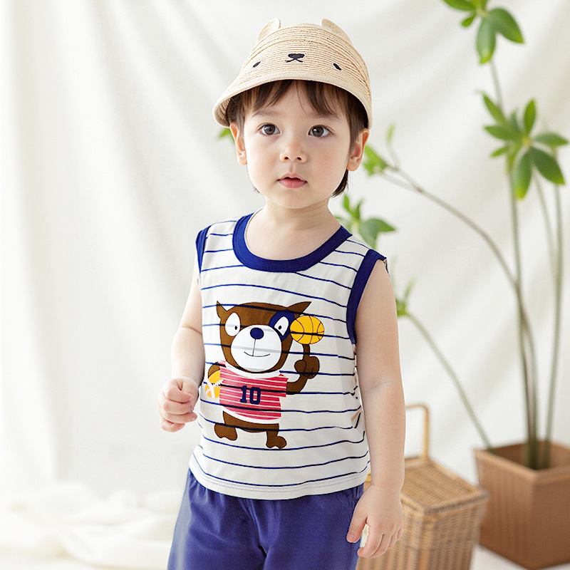 Children's vest set cotton summer boys' sleeveless shorts cotton Korean girls Sling Baby children's clothing wholesale