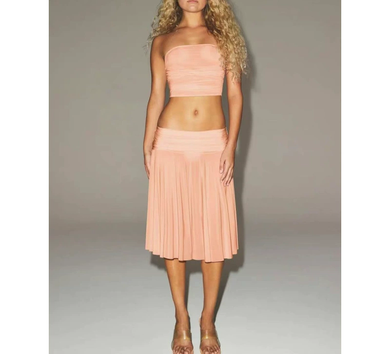 Новый продукт SKIMS MILKY SHEER MIDI юбка-миди с высокой талией, плисированная женская юбка до колена, миди