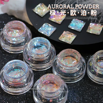 Japanese style new net red nail art moonlight opal powder aurora cloud brocade powder glitter sequins nail stickers decorations wholesale