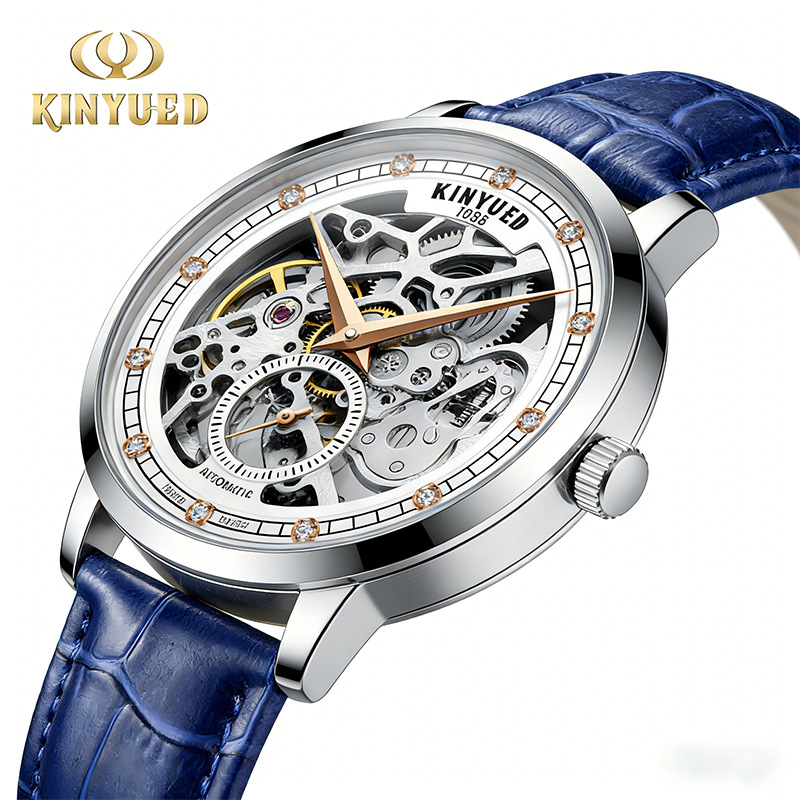 KINYUED Men's and Women's Couple Mechanical Watches Hollow Mechanical Watches Pair Watches Live Explosions Couple Watches