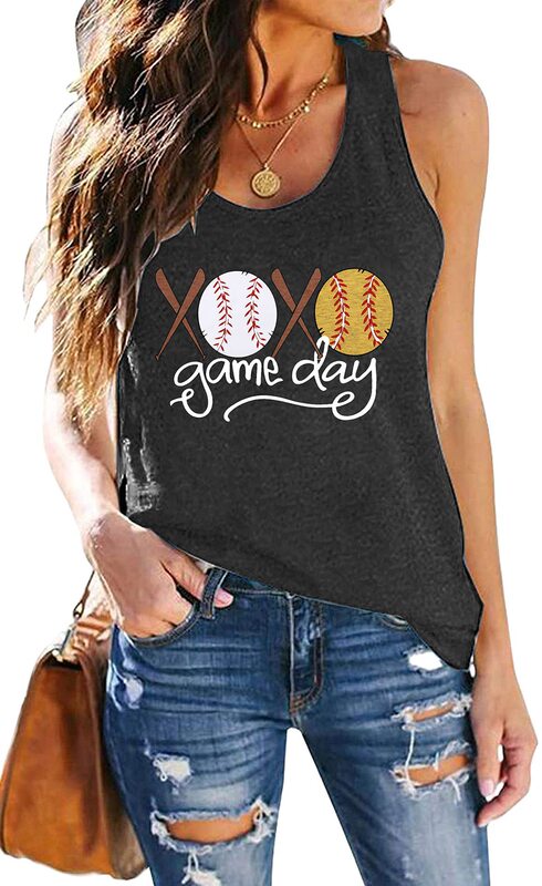 Game Day Baseball Vest Women's Casual Sleeveless T-Shirt Summer Baseball Mom Muscle Vest