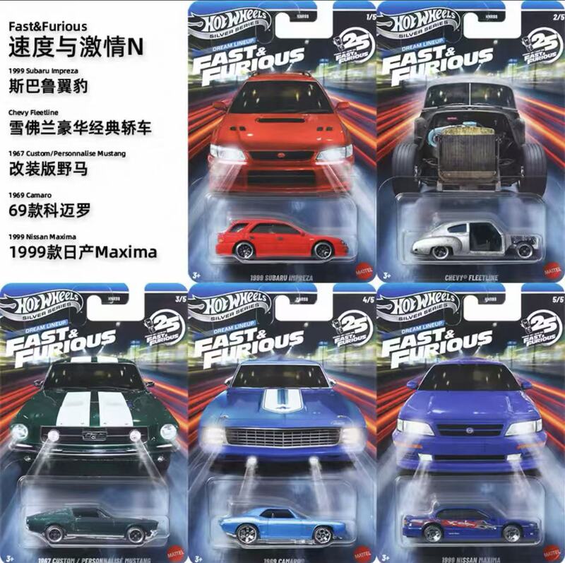 Hot Wheels Fast and Furious Hnr88 Subaru Impreza Chevrolet Camaro Alloy Car Model