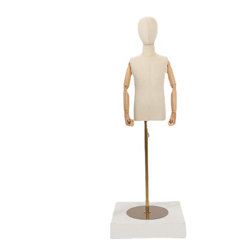 Children's model props window display children's clothing model dummy mannequin full-body iron wire head golden round plate mannequin stand