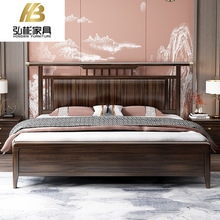 新中式乌金木实木床现代1.5米储物高箱大床1.8米双人床主卧婚床