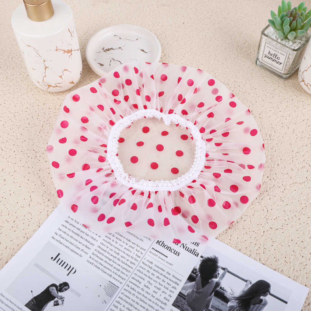 Capas de impresión de PE de una sola capa sombrero de baño más grosado sombrero de baño impermeable sombrero de pelo seco sombrero de ducha sombrero de máscara de pelo sombrero de pelo