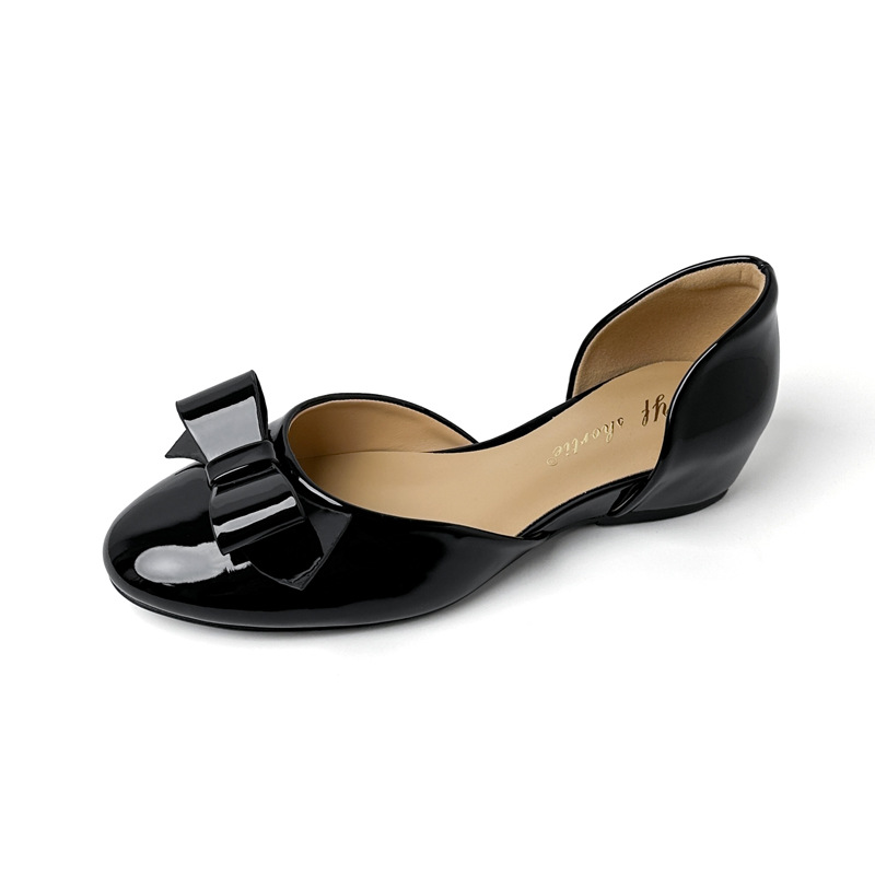 Zapatos Planos Calados de Boca Baja de 4 cm en Charol, Con Aumento de Estatura, Transpirable