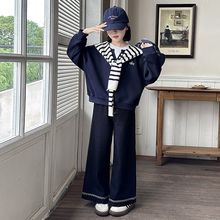 女童套装2025新款秋装儿童洋气时髦中大童披肩卫衣牛仔裤两件套潮