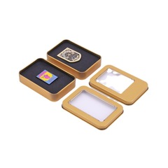 Tinplate badge U disk tin box, compact key chain refrigerator magnet metal packaging box, jade scraping board tin box