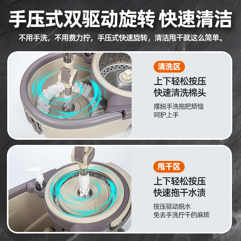 Cubeta de trapeador giratoria con prensa manual y rueda, desmontable, sin lavado a mano, al por mayor