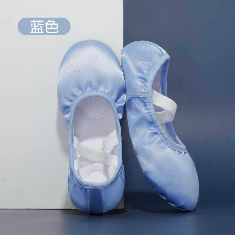 Tanzschuhe für Mädchen, weiche Sohle, chinesische Performance-Ballettschuhe, einfarbig, Satin, hohe Absätze, für das Tanztraining_voghion.com