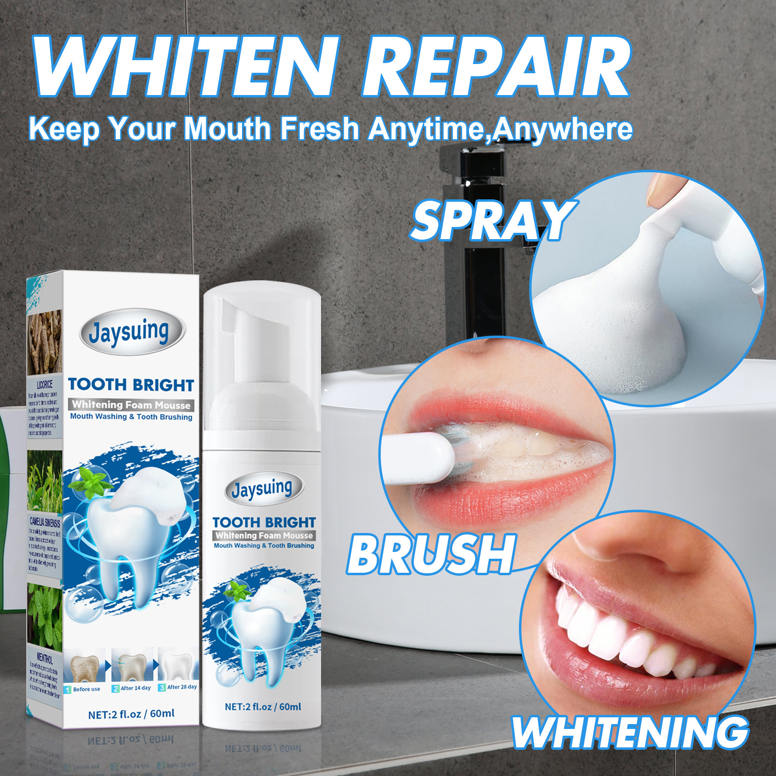 Jayswing Mousse toothpaste tartar, bad breath, beautiful teeth, portable foam toothpaste, oral cleaning_voghion.com
