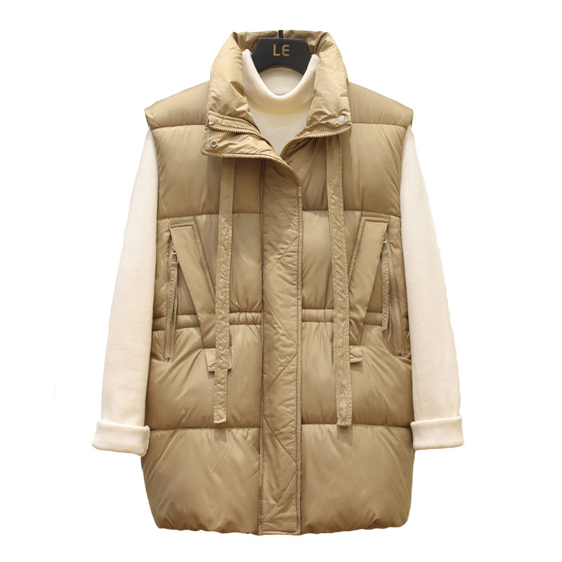 Algodón chaleco de mujer otoño invierno engrosado chaleco de cuello vertical chaqueta marcas de moda puerto inns algodón suelto camisa de algodón de hombro moda