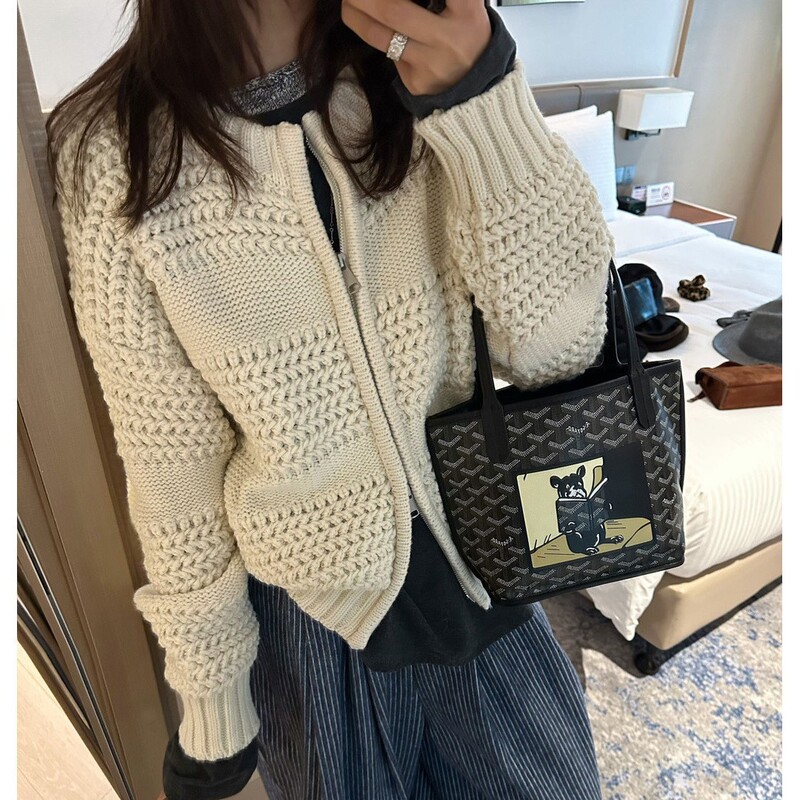 Vintage Heavy Craft Pineapple Stitch Chunky Knit Sweater for Autumn and Winter, Loose Thickened Warm Zipper Knit Cardigan Vintage Heavy Craft Pineapple Stitch Chunky Knit Sweater for Autumn and Winter, Loose Thickened Warm Zipper Knit Cardigan