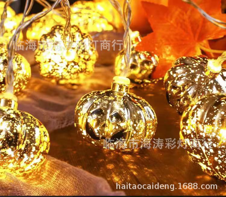 Cráneo fantasma ojo araña color galvanoplastia cráneo mano luz cadena colgante LED Halloween luz cadena calabaza Luz