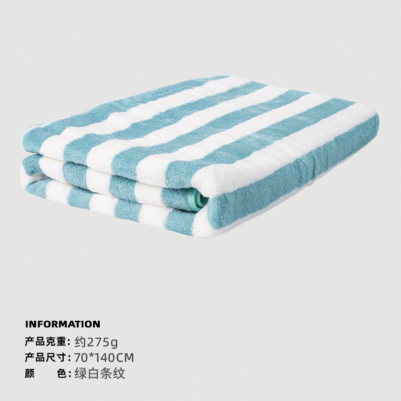 Toallas de baño de lana de coral a rayas para adultos, toallitas de playa personalizadas para bebés, toallas de baño al por mayor