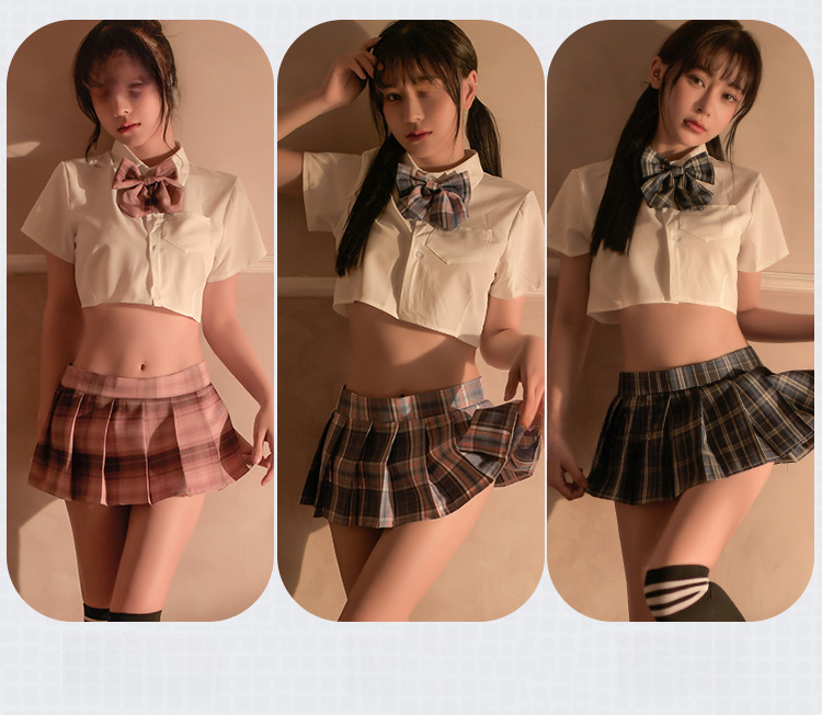 Yiyue Sexy Unterwäsche Studentenkleid Sexy jk Uniform Versuchung Heißer Faltenrock Rollenspiel-Set 8199_voghion.com