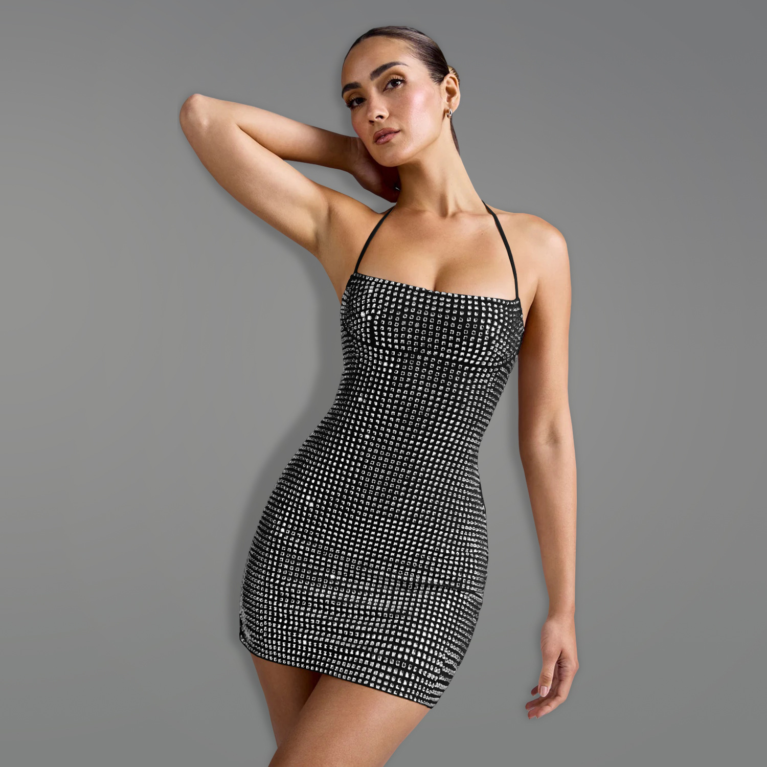 C7481 Aliexpress transfronterizo amazon moda europea y americana ropa de mujer sexy colgante de brazo de perforación vestido vestido corto