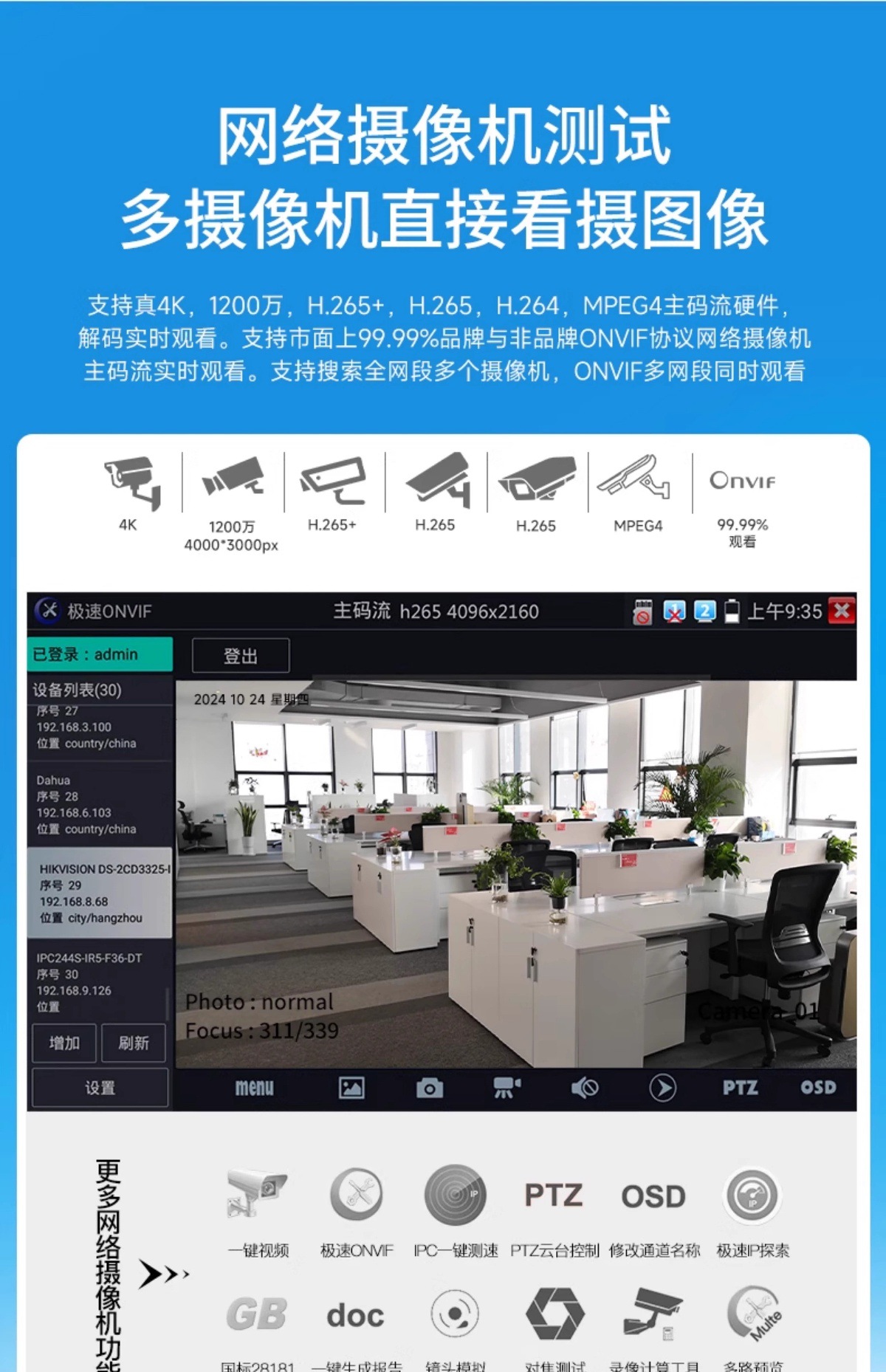 Smart Mouse Nf-Ipc728S Multifunctional Engineering Treasure Network Monitoring Tester Ipc Coaxial Analog High Definition