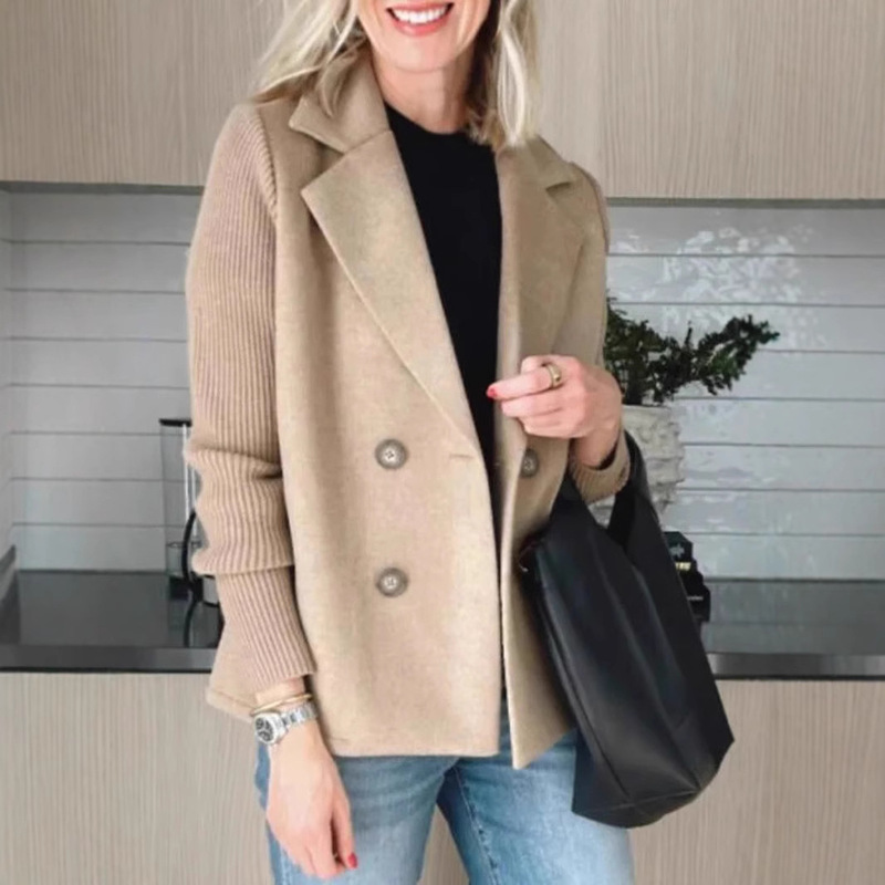 Spring 2025 Europe and the United States cross-border Amazon independent station INS women's suit collar casual coat woolen coat
