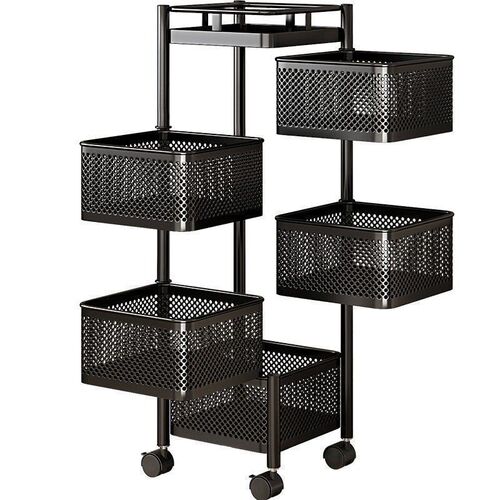 Rotatable multi-layer floor bedroom trolley kitchen shelf multifunctional storage household snack rack bedside rack